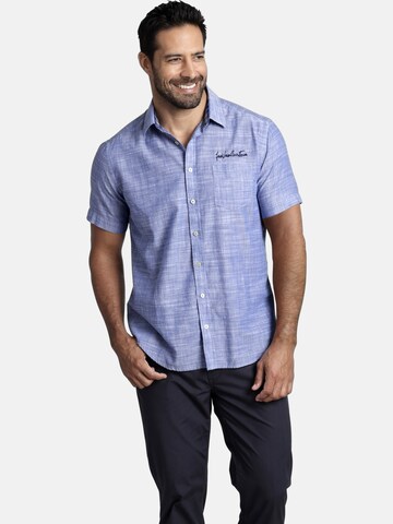 Jan Vanderstorm Comfort fit Button Up Shirt 'Dankward' in Blue