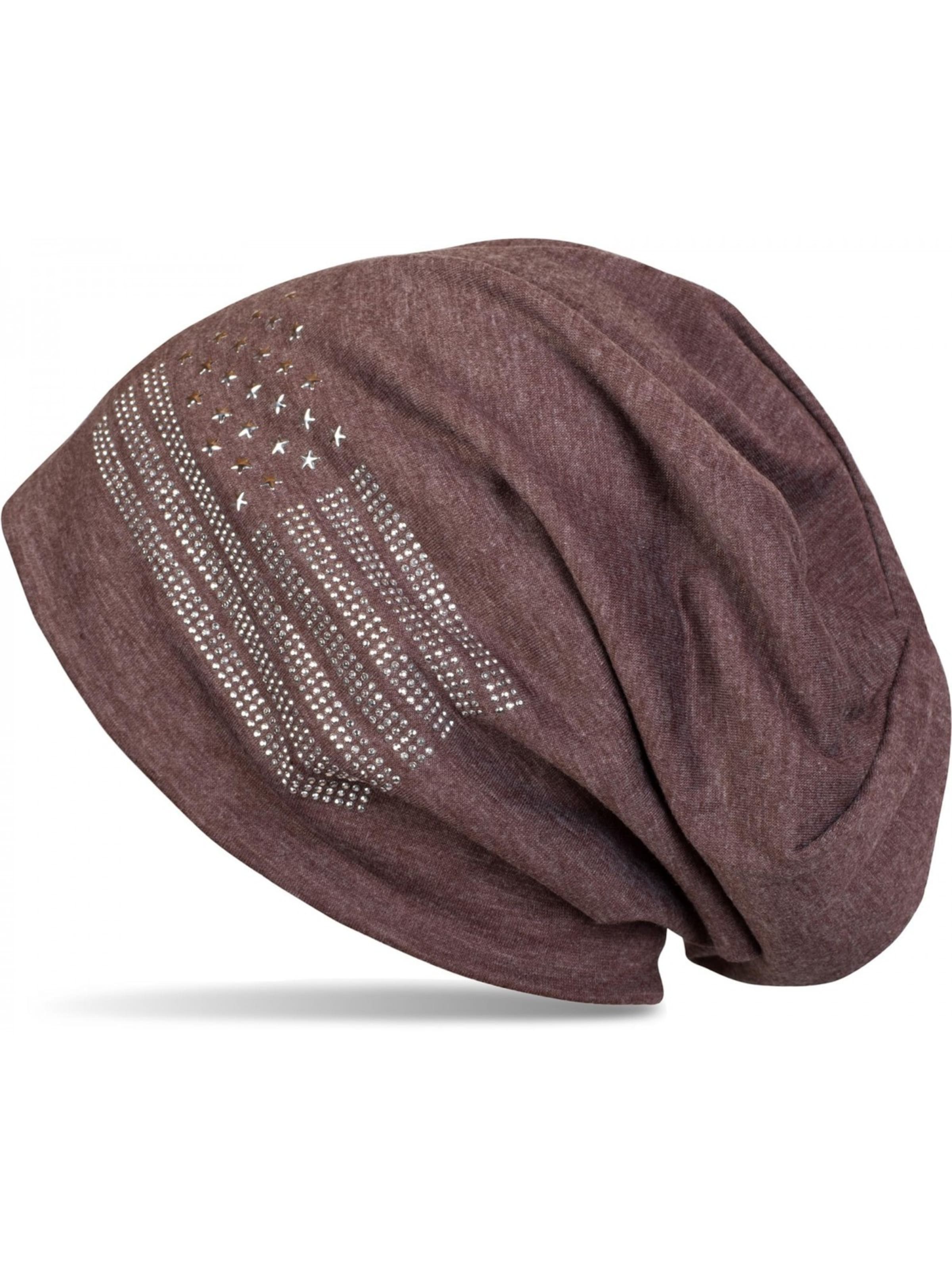 styleBREAKER Beanie 'Beanie mit USA Flagge aus Strass' in mottled brown, Item view