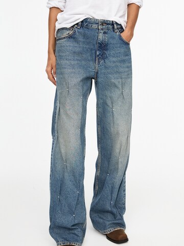 Pull&Bear Wide leg Jeans i blå: framsida