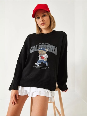 Bianco Lucci Oversized trui in Zwart