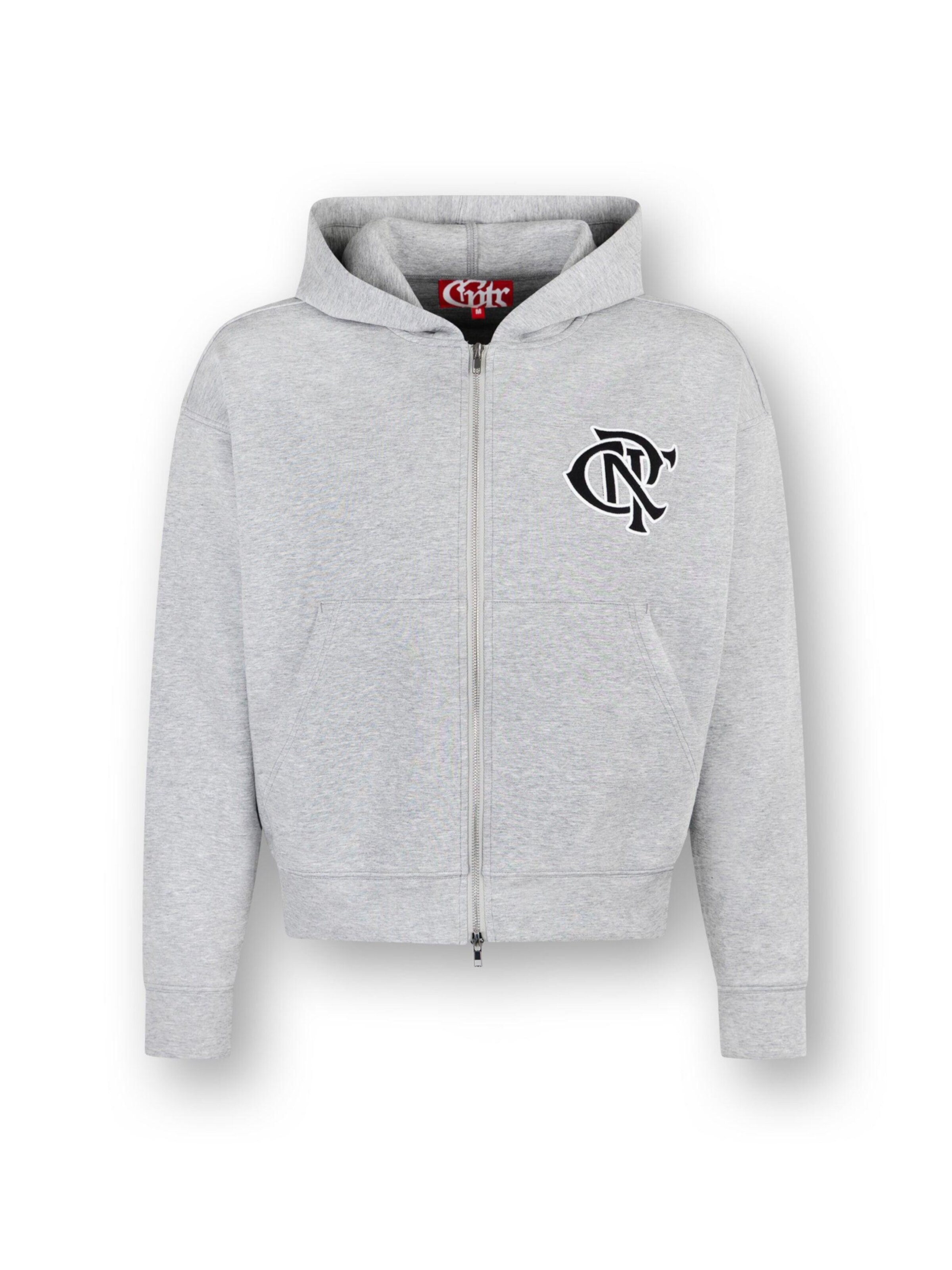 CNTR Zip-Up Hoodie 'Scuba Hoodie Grey' in Grey: front