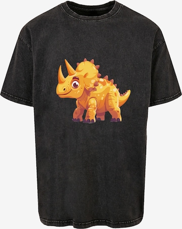 F4NT4STIC T-Shirt 'Süßer Triceratops Dinosaurier' in Schwarz: Vorderseite