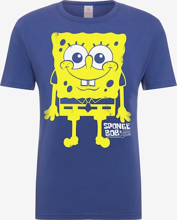 LOGOSHIRT Shirt 'Spongebob Schwammkopf - I'm Ready' in Blue: front