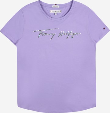 T-Shirt TOMMY HILFIGER en violet : devant