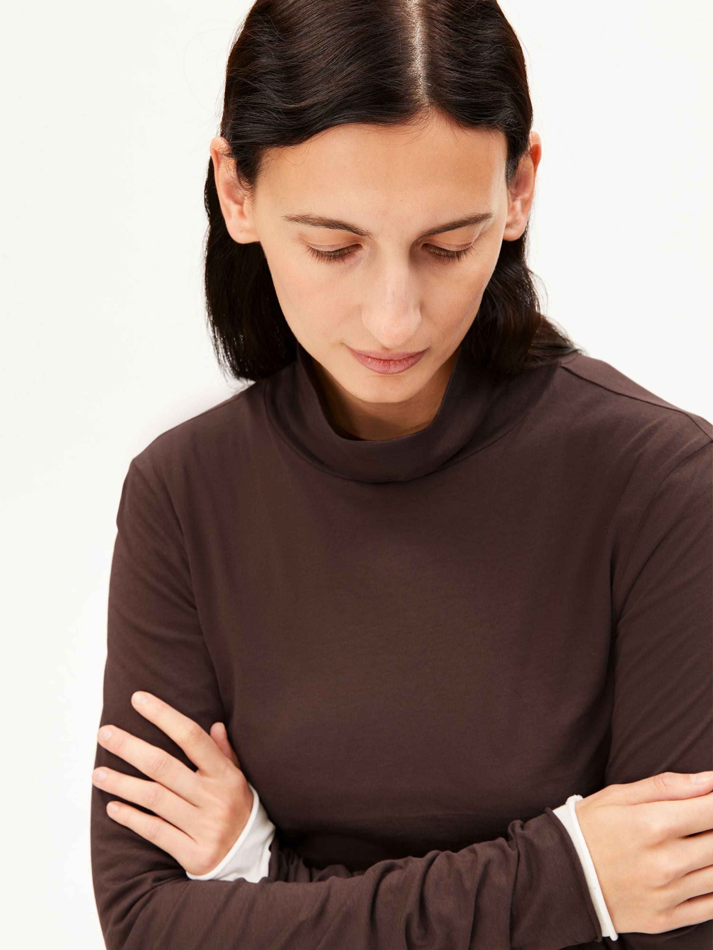 ARMEDANGELS Longsleeve 'GRAZILIANAA' SOFT in Braun: Vorderseite