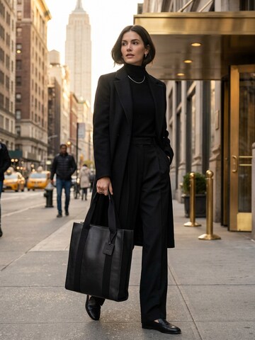 Shopper 'Leather Tote Black Manhattan Collection' di THE DUST COMPANY in nero: frontale