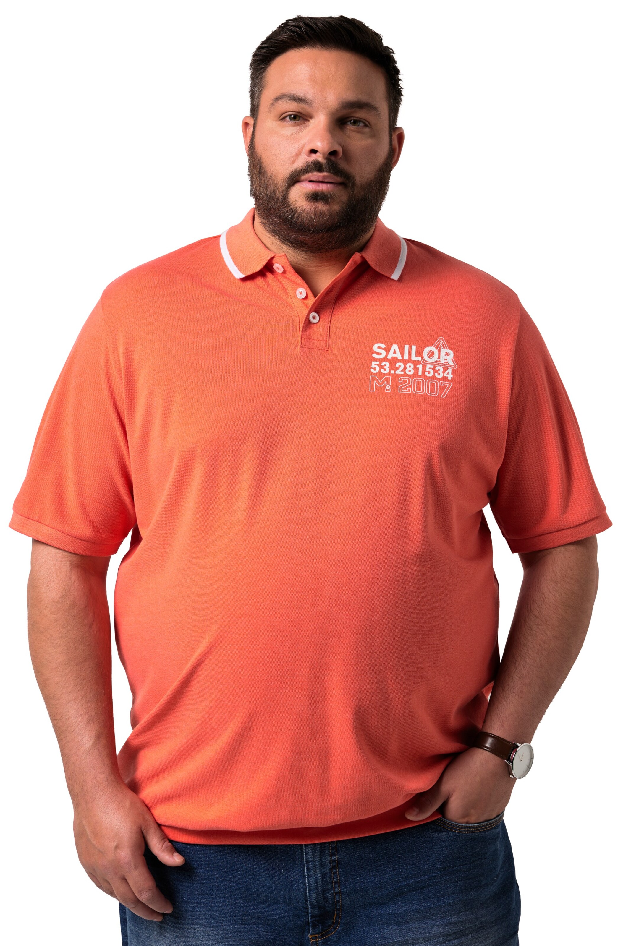 Men Plus Shirt in Orange: front