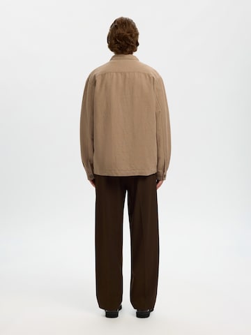 SELECTED Regular fit Overhemd 'SLH-LEROY SUN' in Bruin