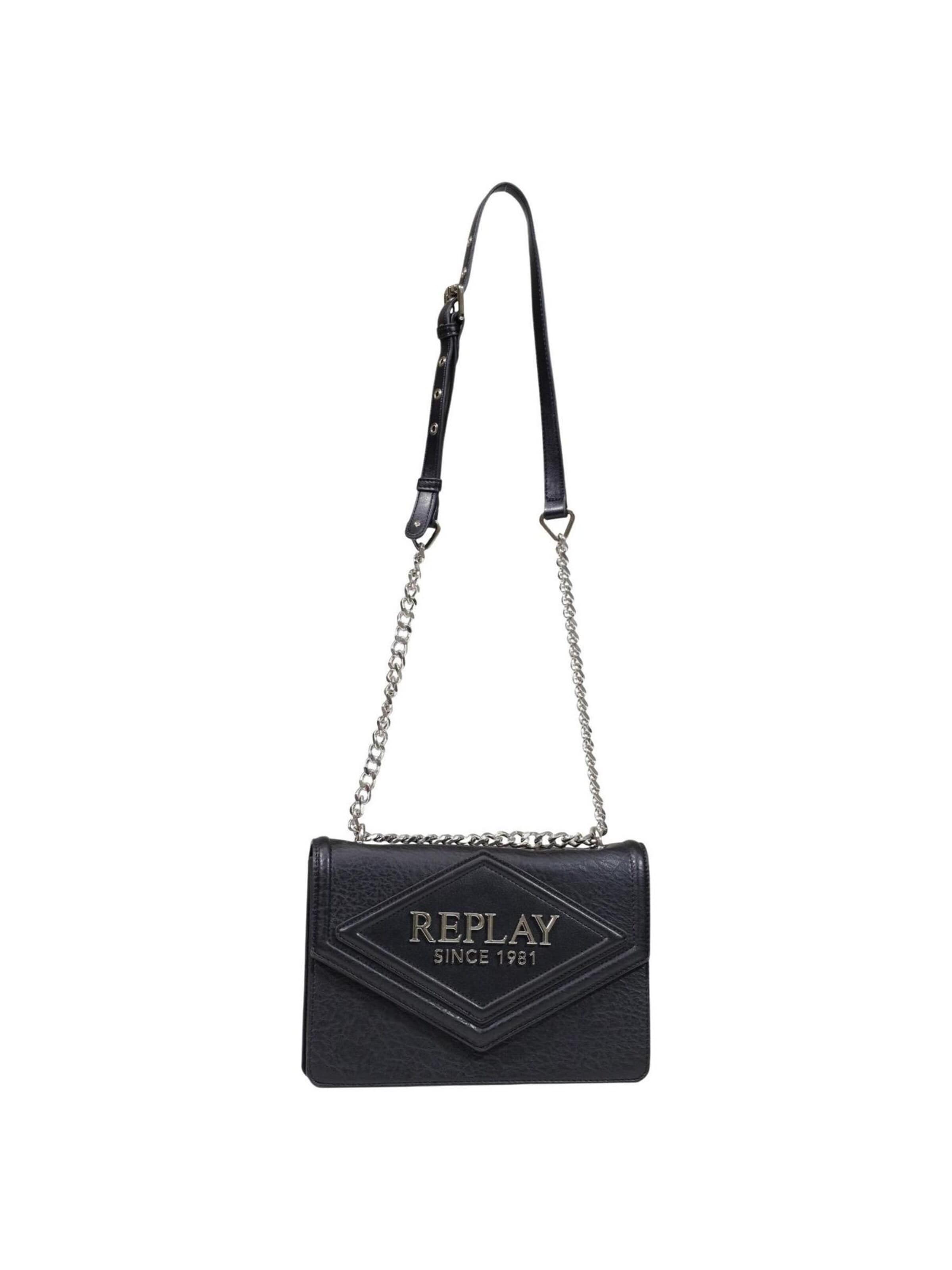 REPLAY - Bolso de hombro 'HAMMERED SYNTHETIC+ PLAIN SYNTHETIC FW01CL.000.A7243S' en negro