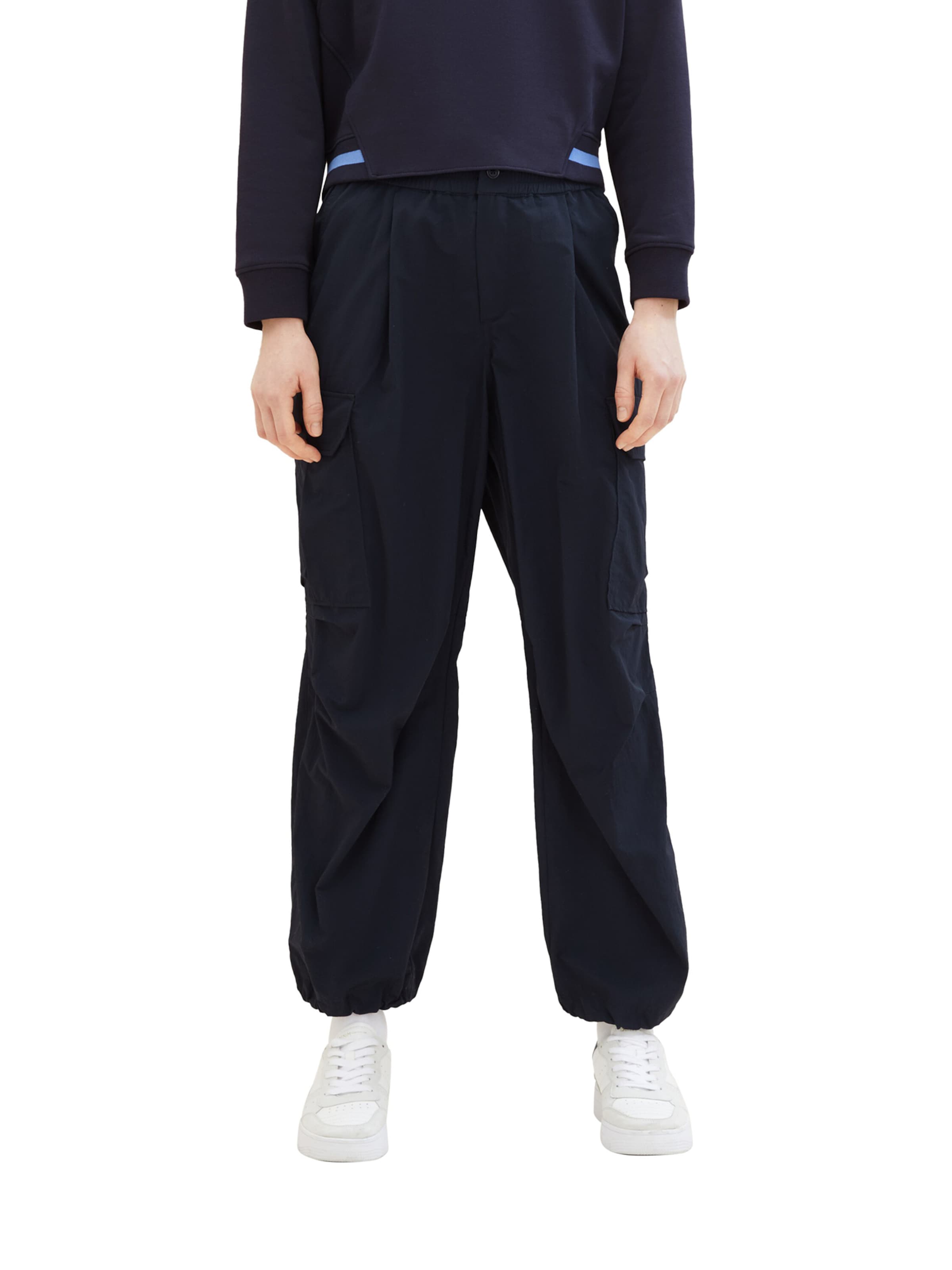 TOM TAILOR DENIM Ohlapna forma Kargo hlače | modra barva: sprednja stran