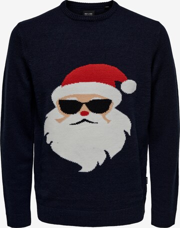 Only & Sons Sweater 'Xmas' in Blue: front