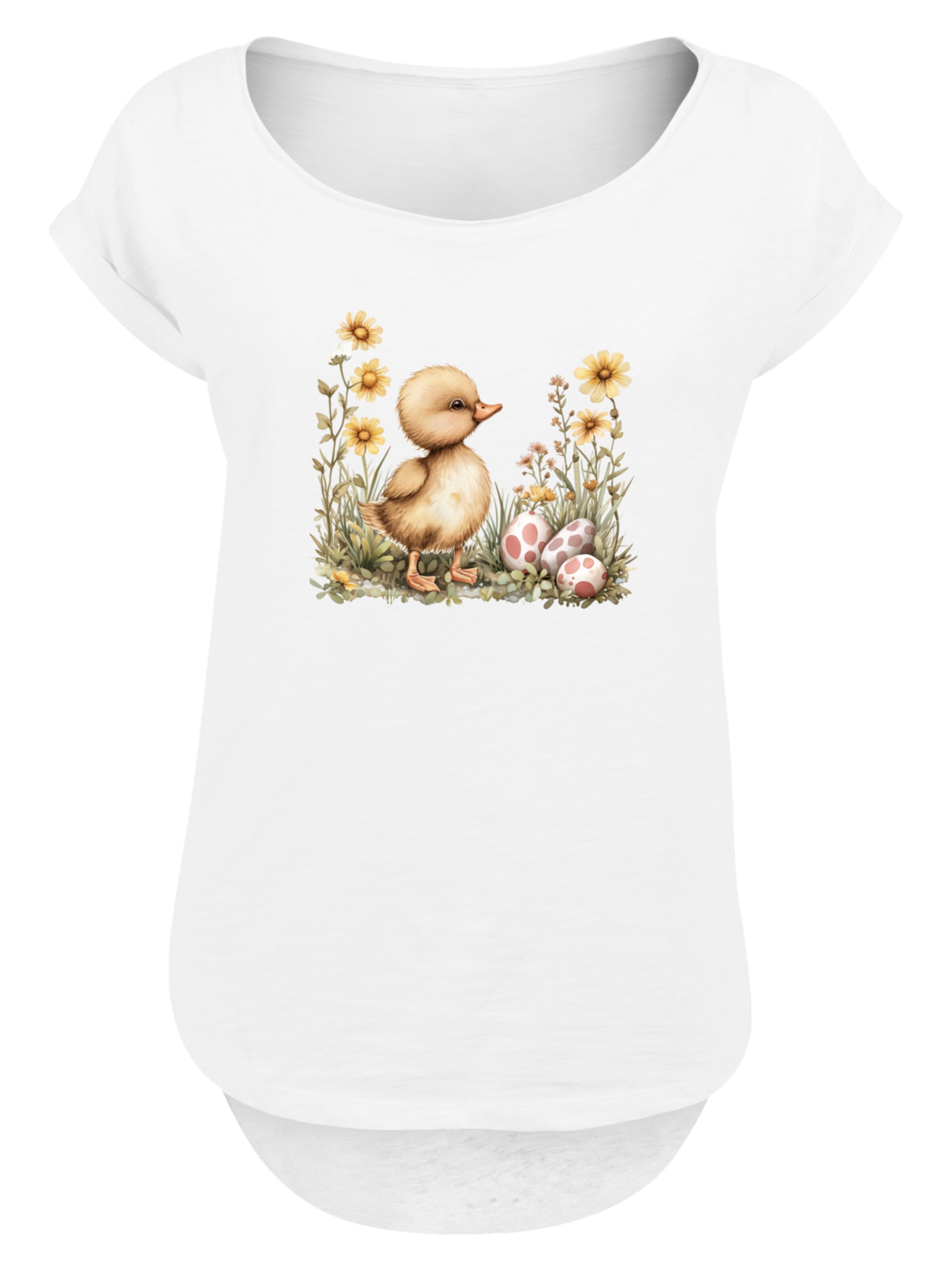 F4NT4STIC T-Shirt 'Niedliche Enten Ostereier' in Weiß: Vorderseite