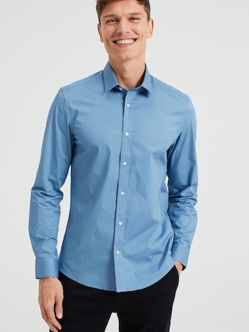 WE Fashion Slim fit Button Up Shirt in Blue