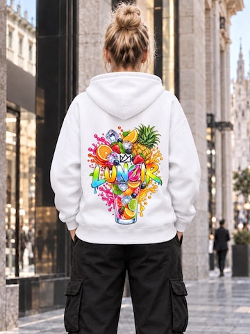 LUNØIR Studio Tréning póló 'Tropical Riot – Fruit Splash' - fehér