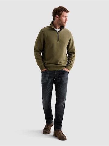 Sweat-shirt 'Sweatshirt with half-zip and garment-dye wash' PME Legend en vert