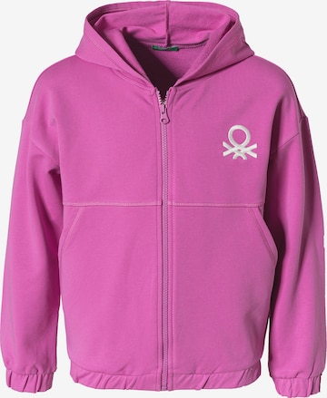 UNITED COLORS OF BENETTON Zip-Up Hoodie in Pink: front