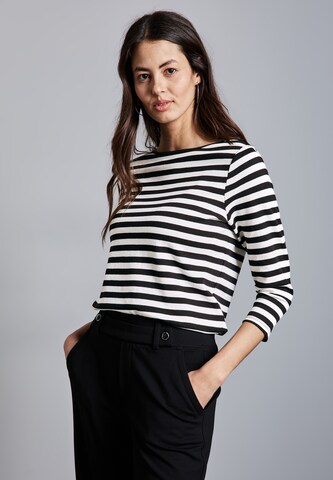 STREET ONE Gestreiftes Shirt in Schwarz: Vorderseite