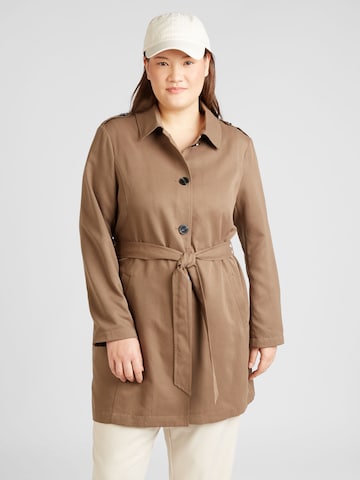 ONLY Carmakoma Between-Seasons Coat 'LINE' in Brown: front