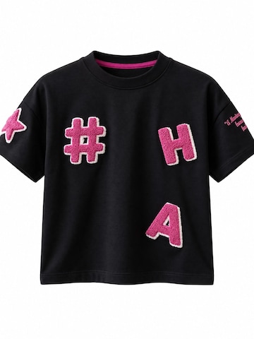 Hilal Akinci Kids Póló 'HİLAL AKINCI KİDS Baumwoll-T-Shirt mit kurzen Ärmeln' - fekete