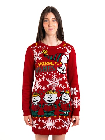 Snoopy & Die Peanuts Strickkleid 'Warm Wishes'‌‌ in Rot: Vorderseite