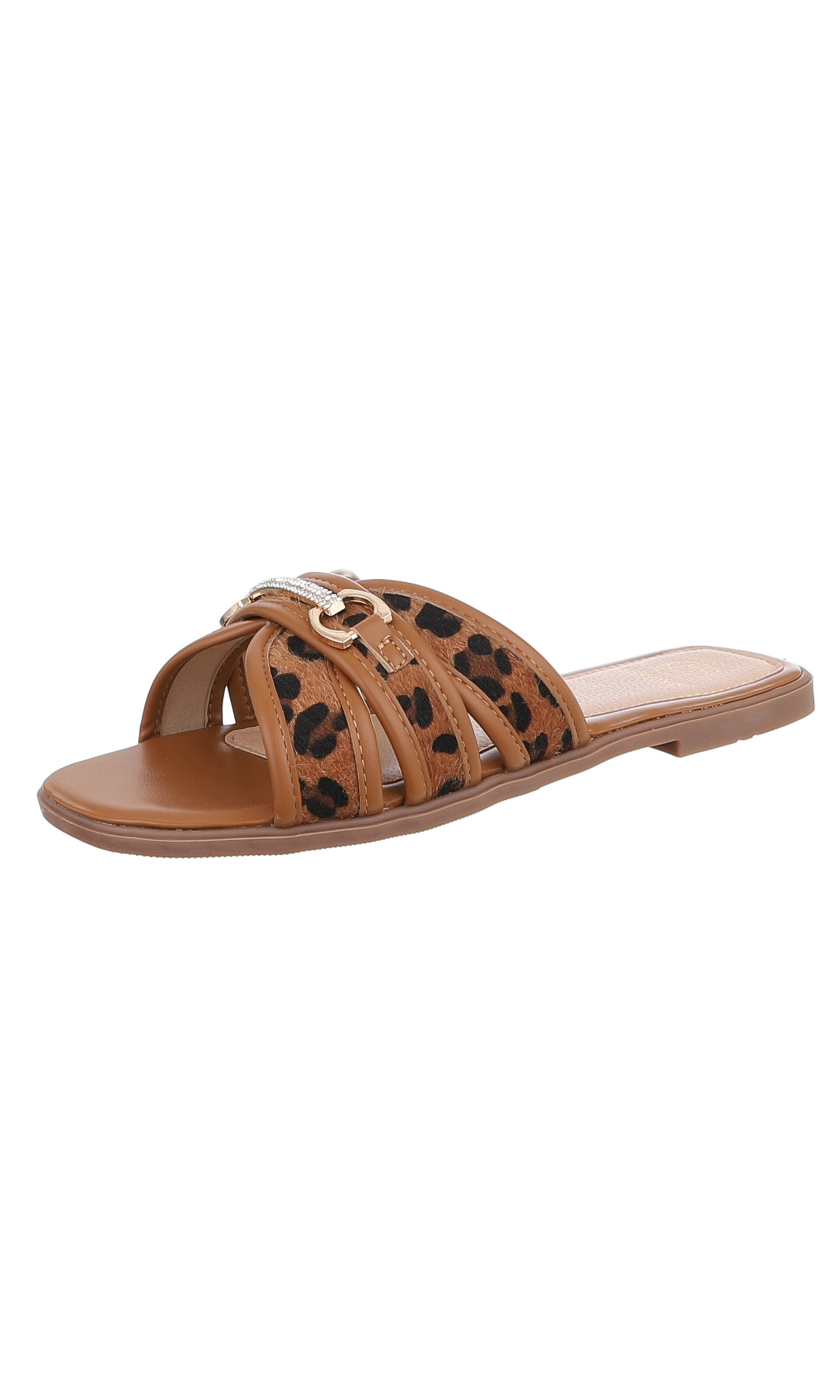 Ital-Design Pantolette in Braun: Vorderseite