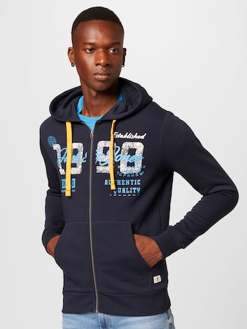 JACK & JONES Zip-Up Hoodie in Blue: front