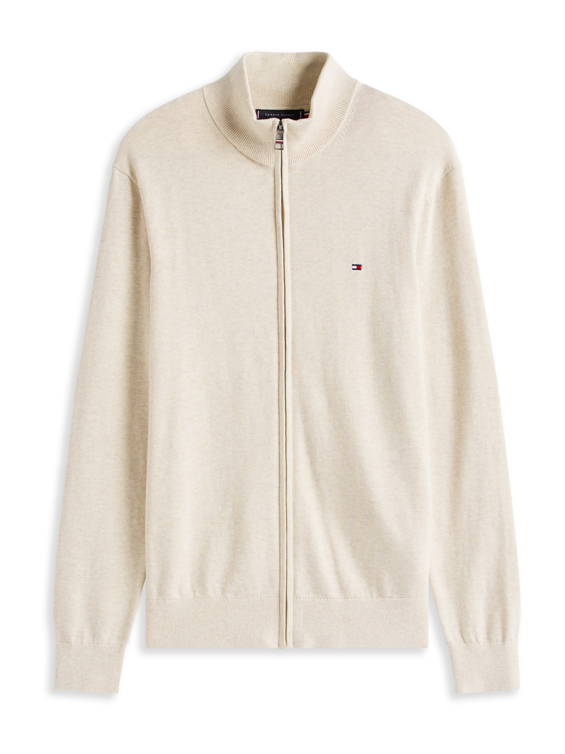 TOMMY HILFIGER Πλεκτή ζακέτα 'ESSENTIAL' σε μπεζ: μπροστά