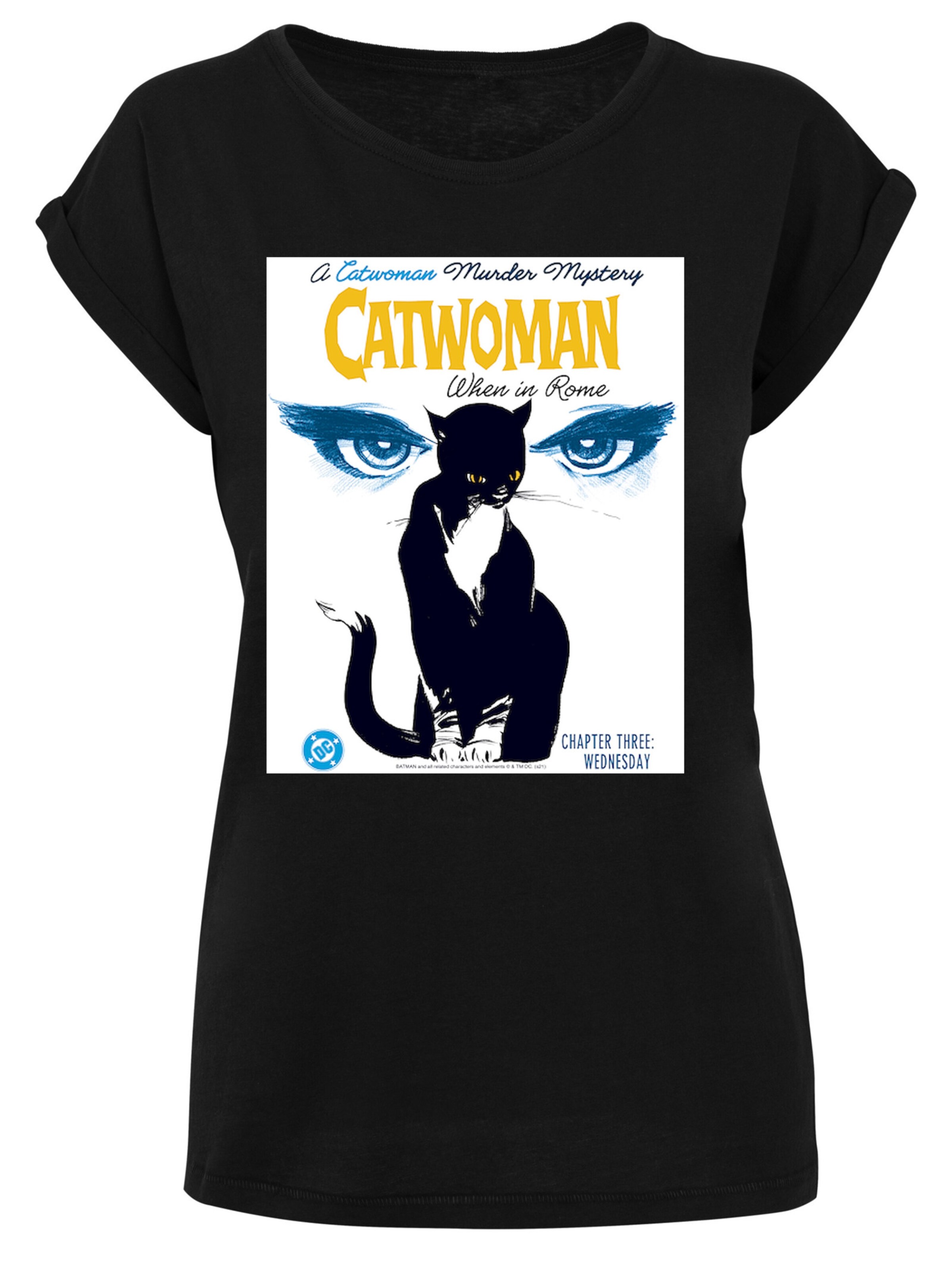 F4NT4STIC Shirt 'DC Comics Batman Catwoman When In Rome' in Zwart: voorkant