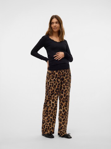 MAMALICIOUS Wide leg Trousers 'MLNalene' in Brown
