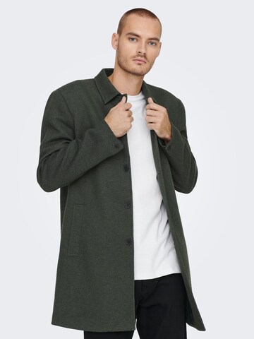 Only & Sons Between-Seasons Coat in Green