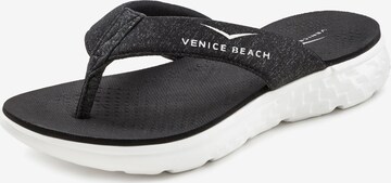 VENICE BEACH T-Bar Sandals in Black: front