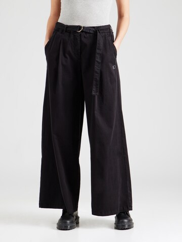 Wide leg Pantaloni con pieghe di 10Days in nero: frontale