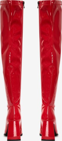 CESARE GASPARI Over the Knee Boots in Red