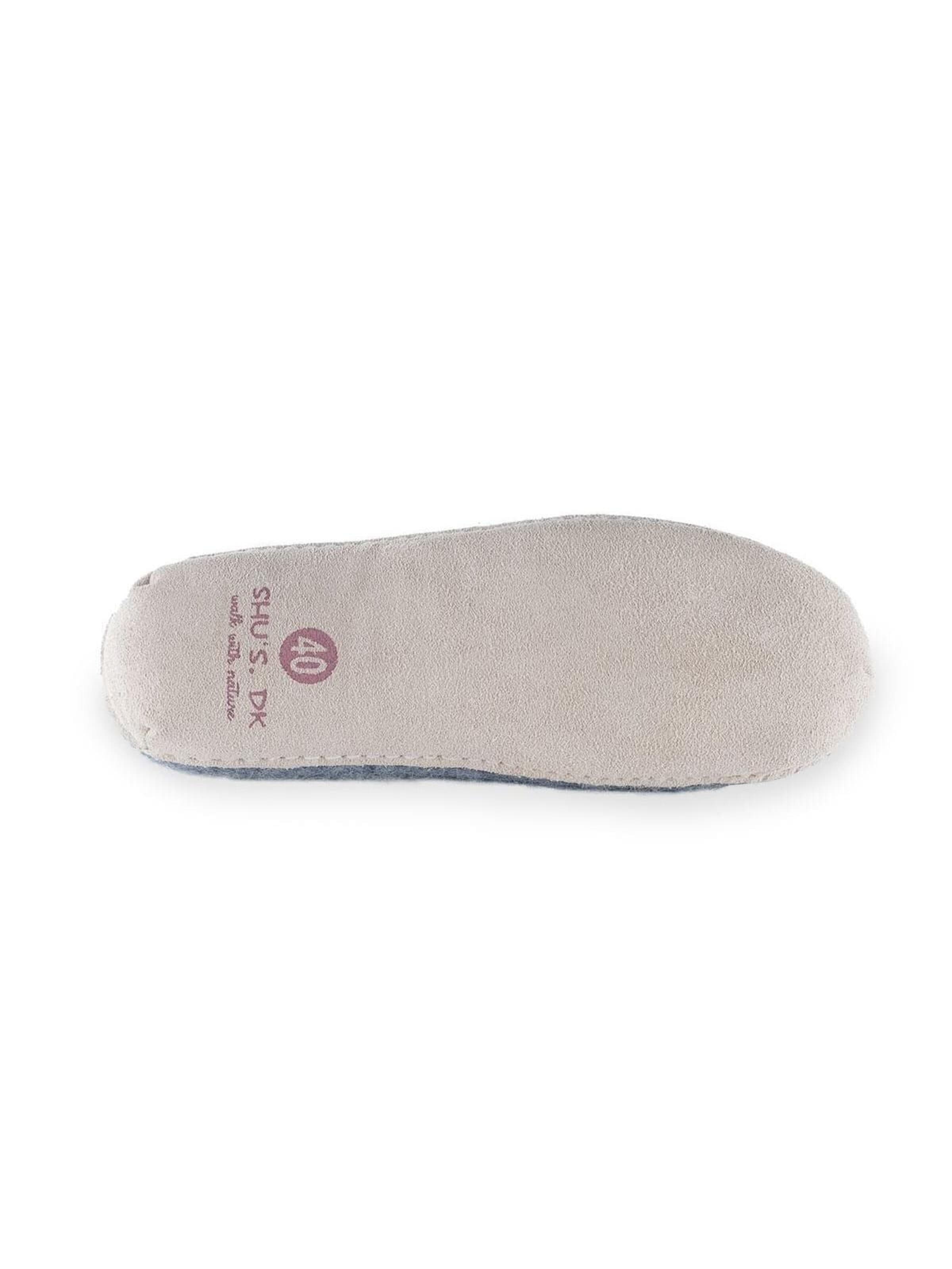SHUS walk with nature Slip-in 'Uldtøffel (100% ren uld) - hjemmesko m/sål i skind - Dansk Design fra SHUS' i grå