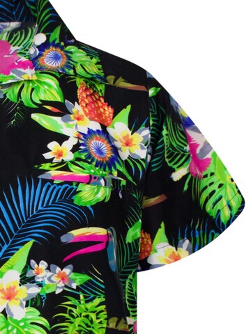 King Kameha Shirt 'Parrot Cockatoo'‌‌‌‌‌‌‌‌‌‌ in Schwarz