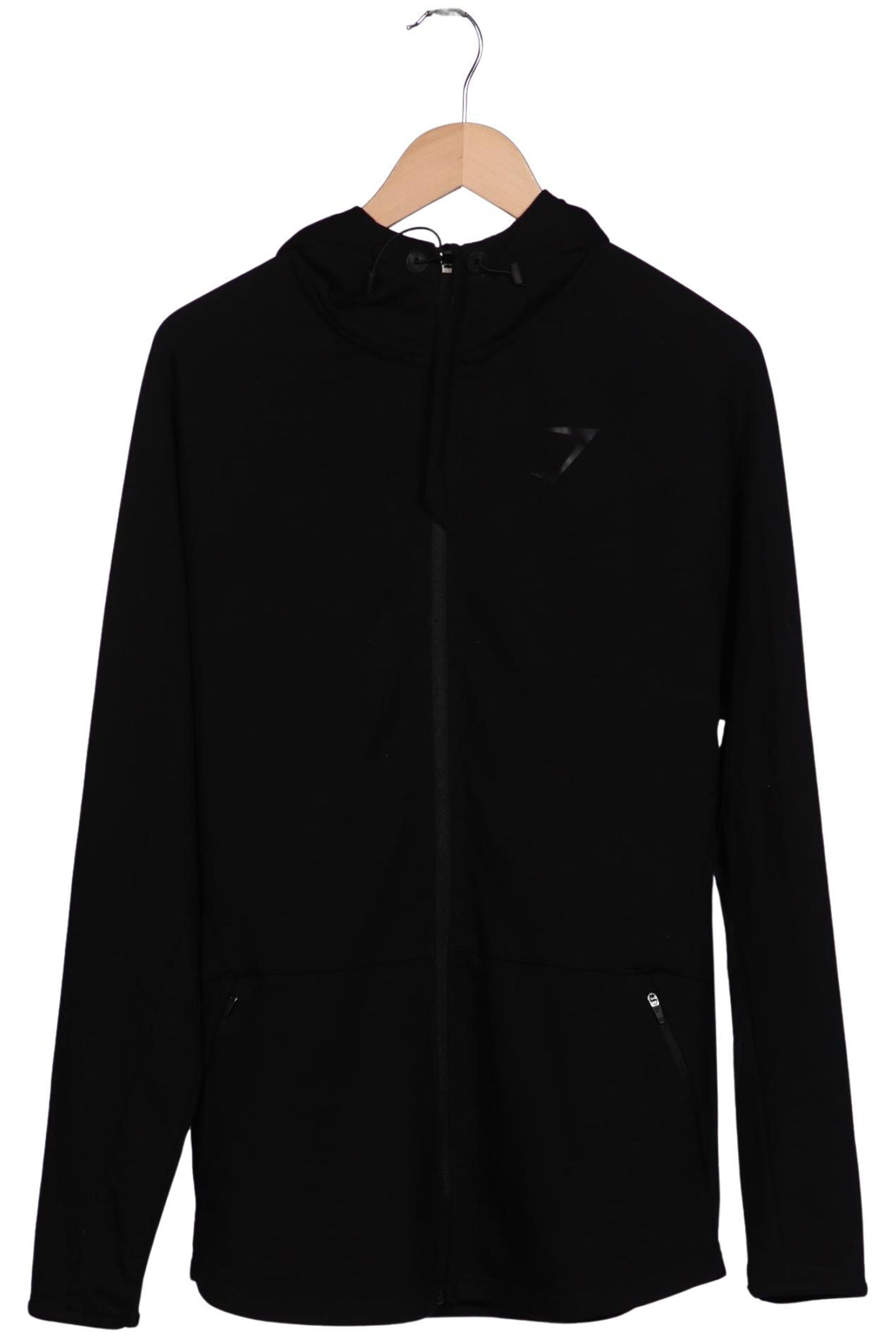 GYMSHARK Sweatshirt & Zip-Up Hoodie in XL in Black: front