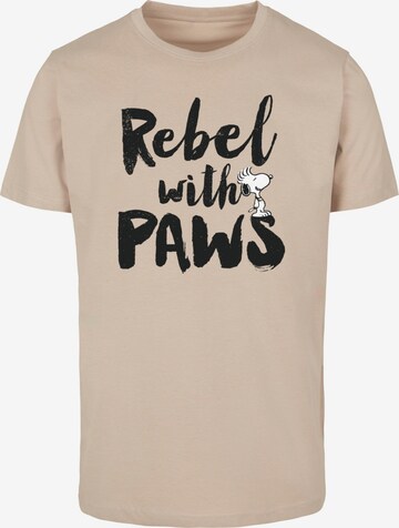 Merchcode Shirt 'Peanuts - Rebel with paws' in Beige: front