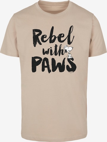 T-Shirt 'Peanuts - Rebel with paws' Merchcode en beige : devant
