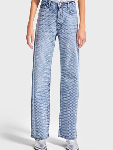 IT'S BASIC Regular Jeans 'EMMA Rhinestone Straight High Rise Jeans' in Blauw