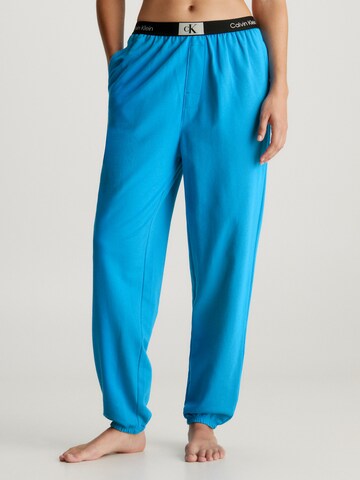 Calvin Klein Underwear Tapered Pleat-Front Pants in Blue: front