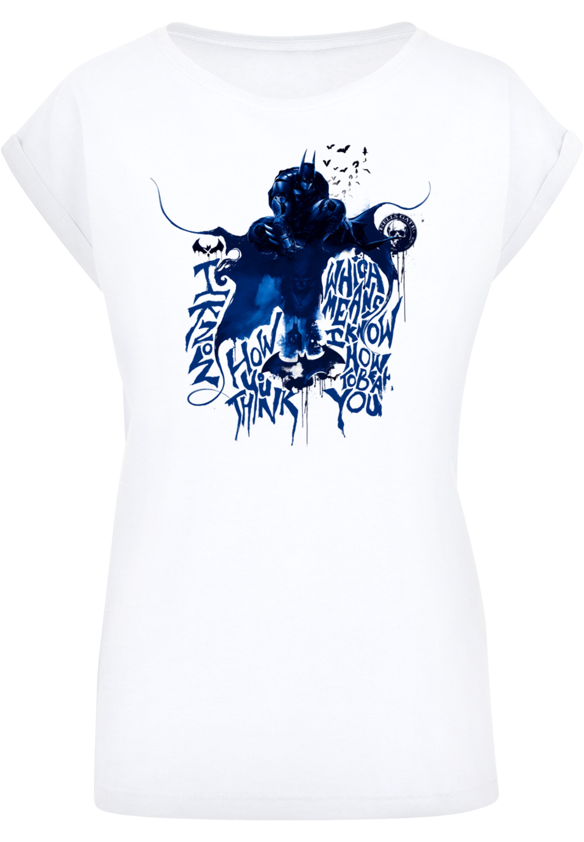 Maglietta 'DC Comics Batman Arkham Knight Think' di F4NT4STIC in bianco: frontale