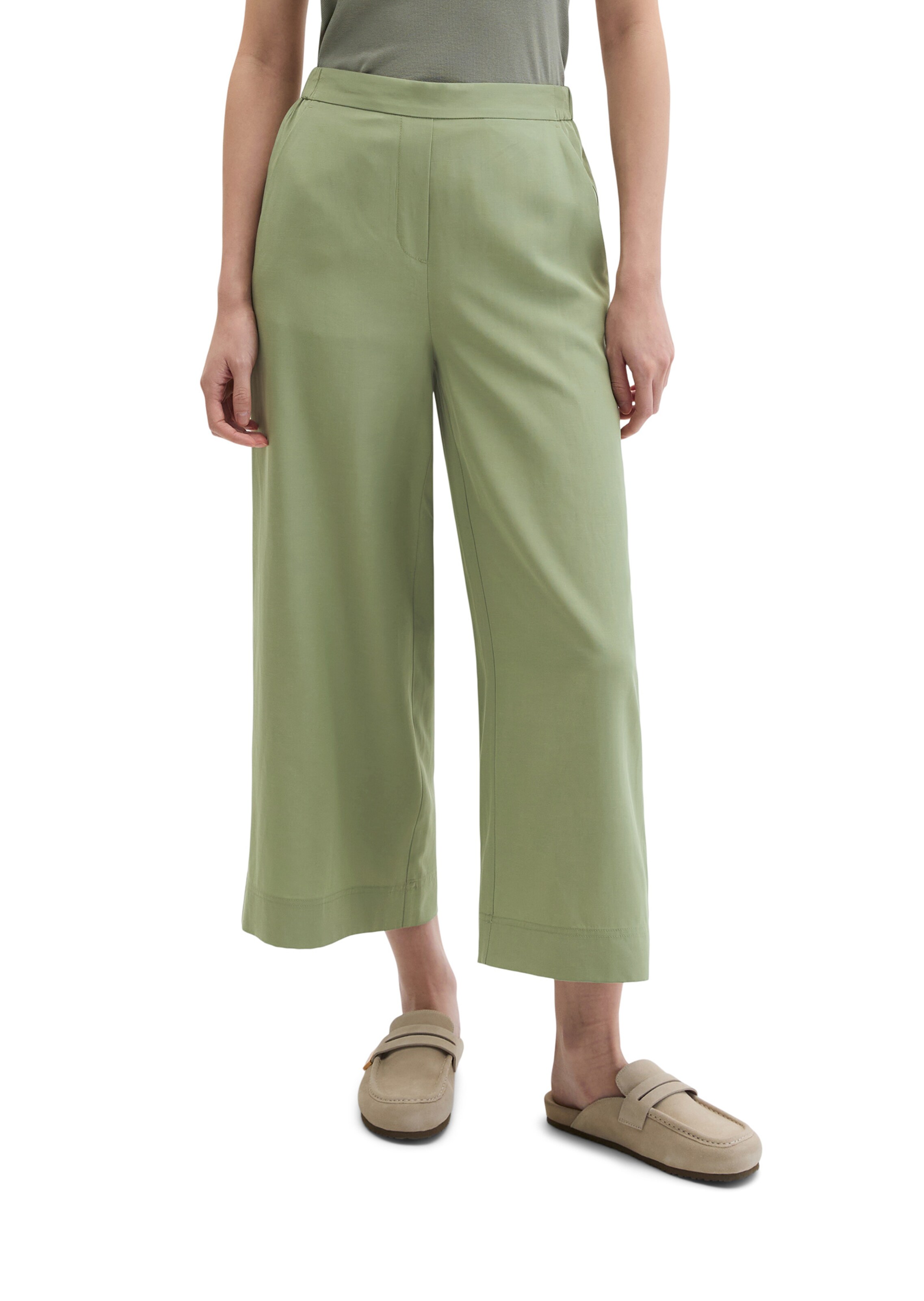 Marc O'Polo Wide leg Broek 'Margo' in Groen: voorkant