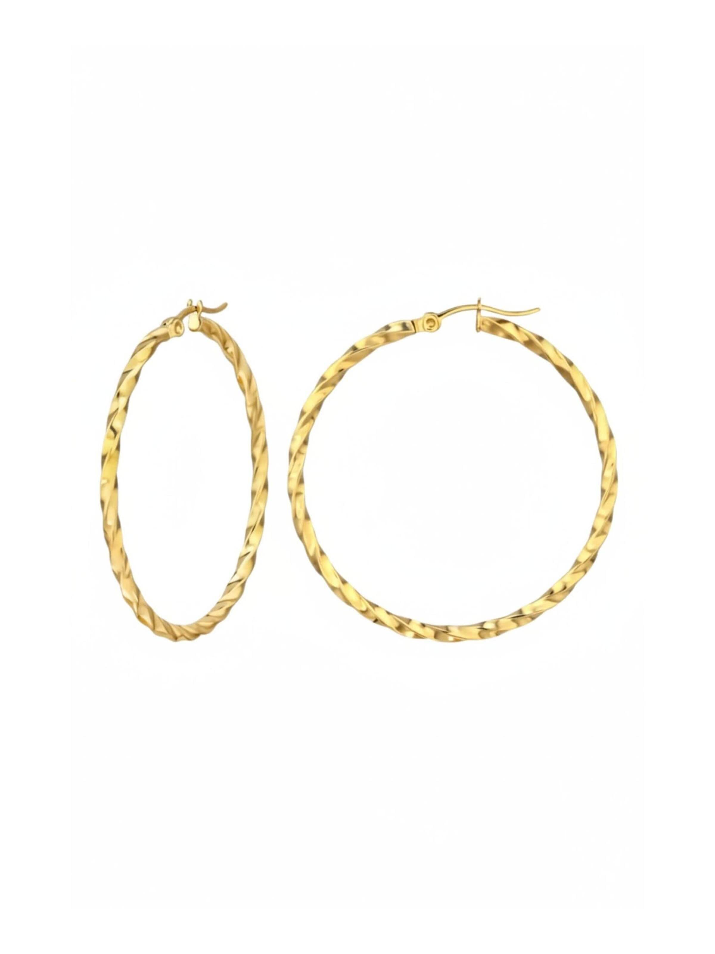 Boucles d'oreilles 'Goldfarbene Gedrehte Edelstahl-Creolen' Maxte en or
