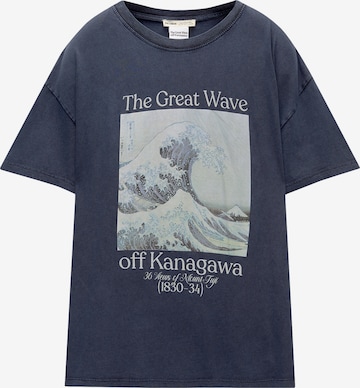 Pull&Bear Koszulka 'OLA KANAGAWA' w kolorze niebieski: przód