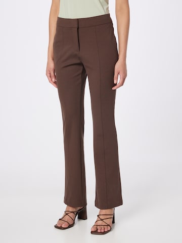 ICHI Flared Pants in Brown: front