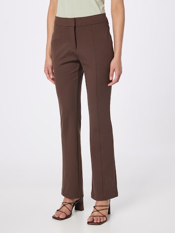 ICHI Flared Trousers in Brown: front