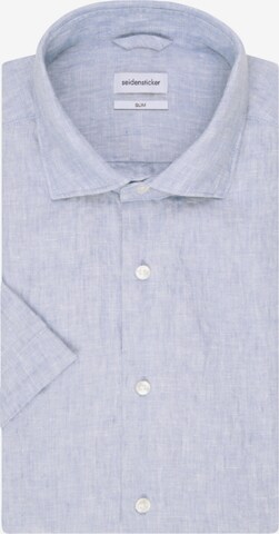 SEIDENSTICKER Slim fit Button Up Shirt 'Smart Linen' in Blue