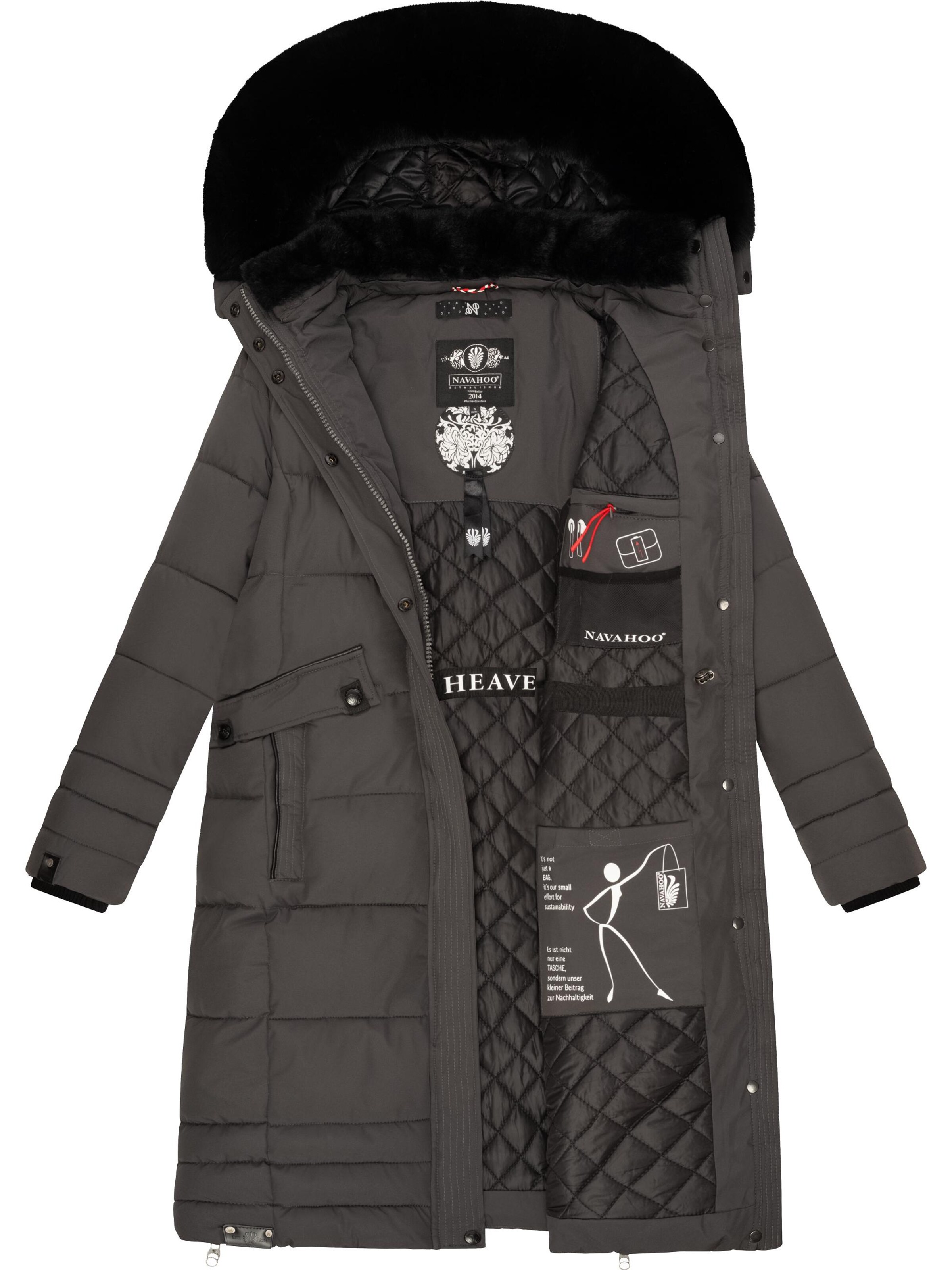 NAVAHOO Χειμερινό παλτό 'Fahmiyaa' σε γκρι