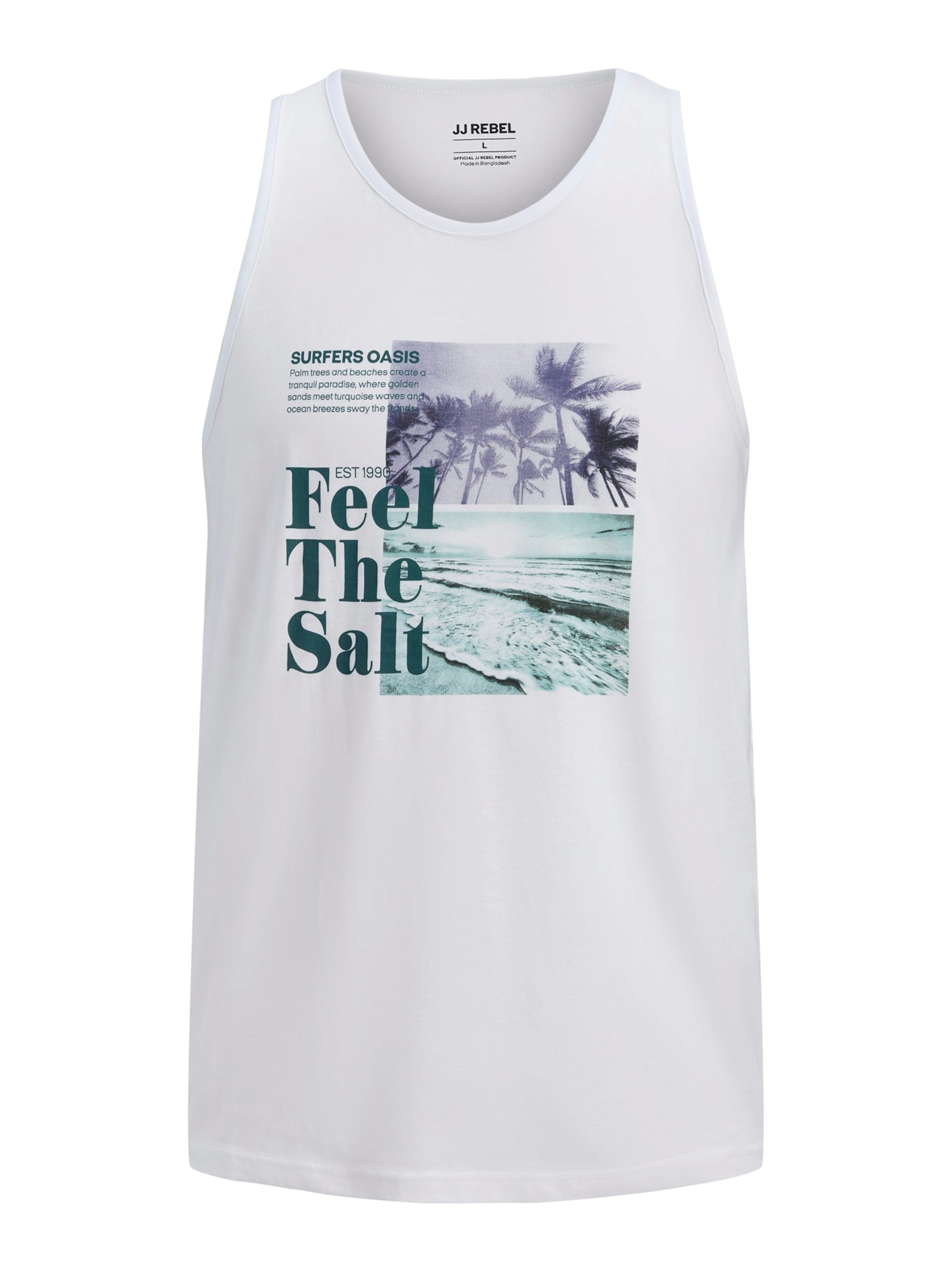 JJ Rebel - Camiseta 'JREBMILES' en blanco: frente