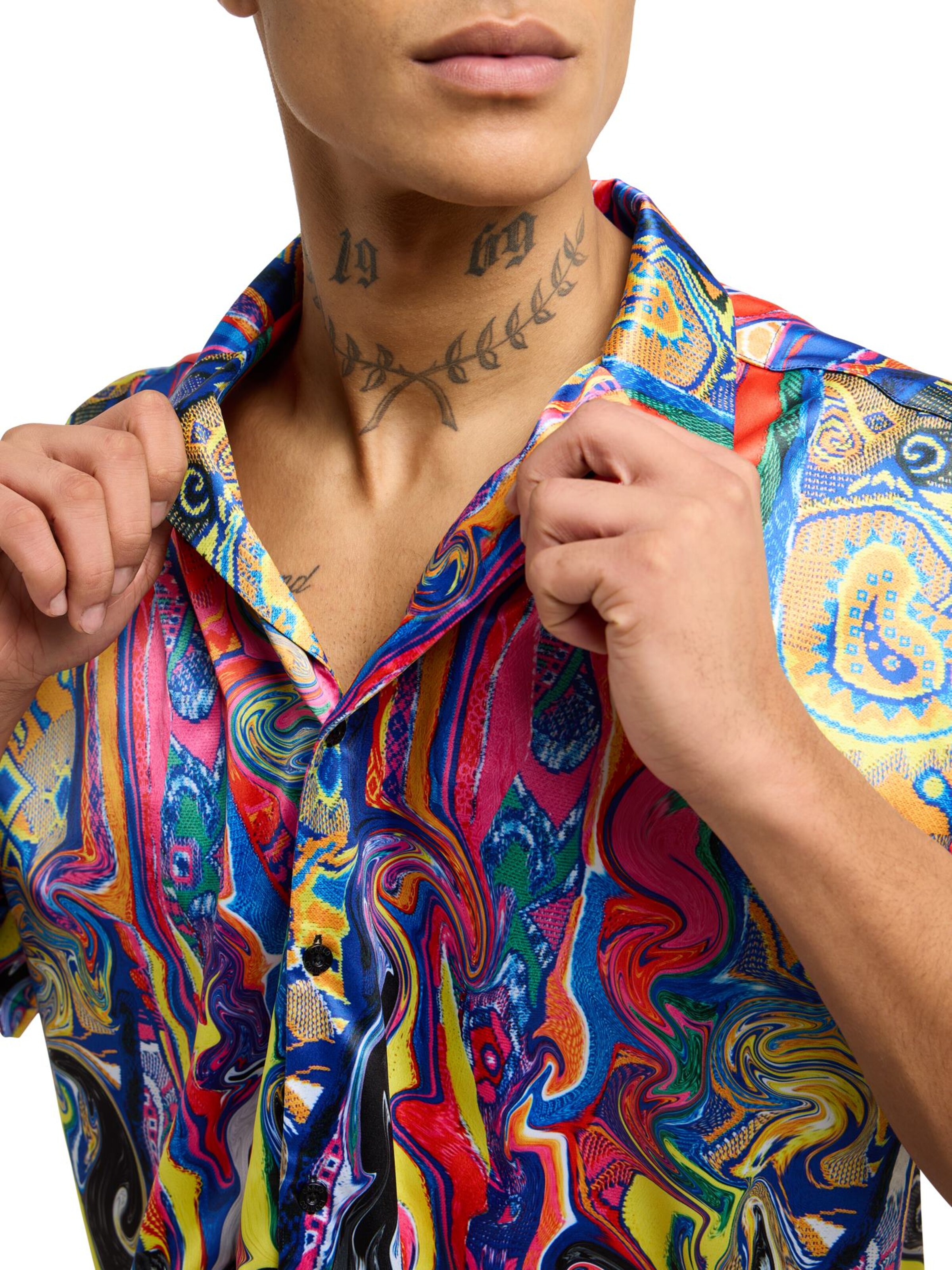 Carlo Colucci Regular fit Button Up Shirt 'Delvai' in Mixed colors